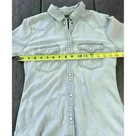 American Eagle Womens Pearl Snap Western Slim Fit Denim Button Up Sz XXS - Picture 4 of 8